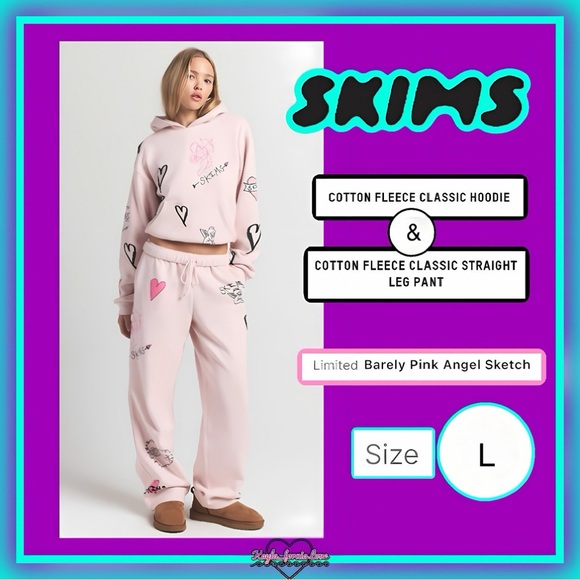 NWT💕 SKIMS - Cotton Fleece Classic Hoodie + Straight Leg Pant Set 💕 BOTH LARGE